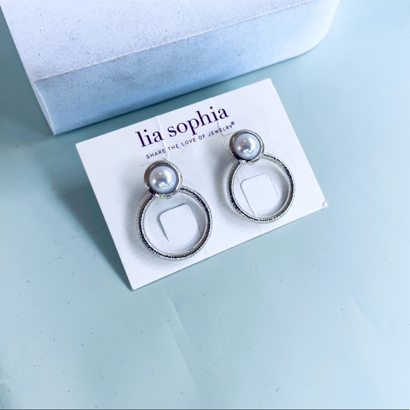 Lia Sophia Silver Plated Stud Earrings - Picture 3 of 3